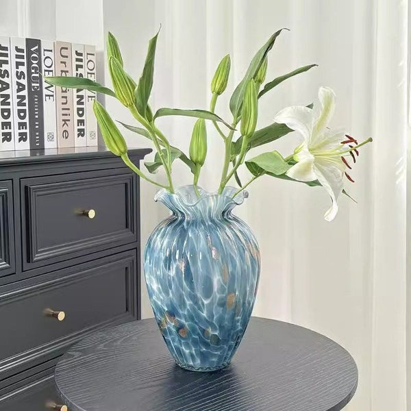 Centerpiece Vases on Table, Handmade Liuli Vases, Color Glaze Vase, Modern Glass Bud Vases, Contemporary Vases for Modern Home Decor-Grace Painting Crafts