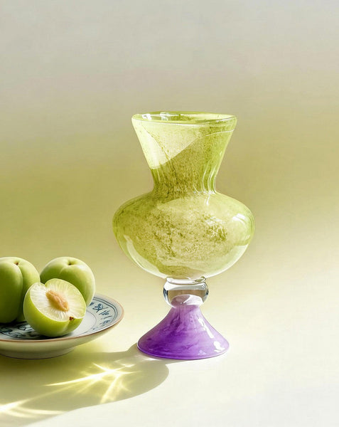 Centerpiece Contemporary Vases on Table, Modern Glass Vase for Flowers, Mid Century Glass Vases, Handmade Modern Vases for Living Room, Unique Decorative Glass Vase-Grace Painting Crafts