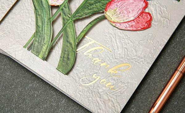 Tulip Flower Greeting Cards, Creative Birthday Greeting Card, Beautiful Greeting Cards to Friends, Original Handmade Greeting Cards-Grace Painting Crafts