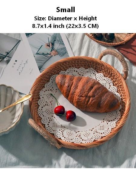 Rattan Storage Basket with Handle, Small Storage Baskets, Round Straoge Basket, Woven Storage Baskets for Kitchen-Grace Painting Crafts