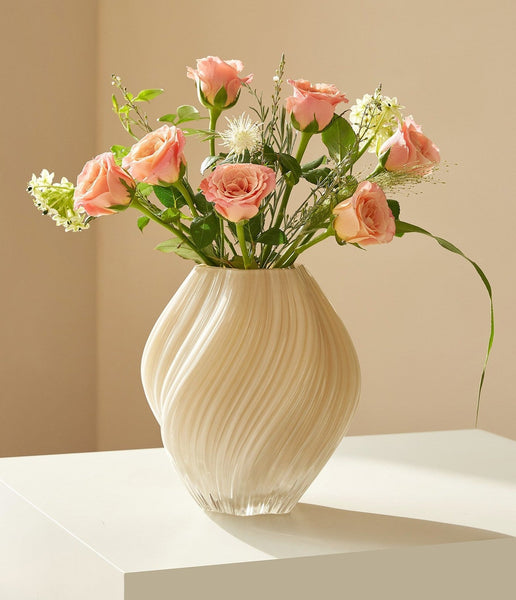 Mid Century Vases for Flowers, Modern Vases for Living Room, Handmade Contemporary Glass Vases, Unique Decorative Glass Vase, Centerpiece Vases on Table-Grace Painting Crafts