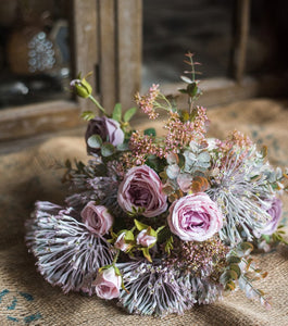 Modern Artificial Flowers for Home Decoration, Rose Flowers, Eucalyptus Globulus, Holly Leaf, Bedroom Flower Arrangement Ideas, Spring Flower Arrangement for Living Room-Grace Painting Crafts