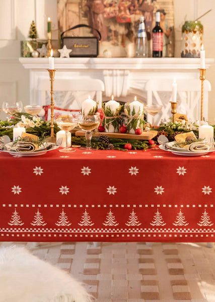 Extra Large Modern Rectangular Tablecloth for Dining Room Table, Christmas Edelweiss Table Covers, Square Tablecloth for Kitchen, Large Tablecloth for Round Table-Grace Painting Crafts