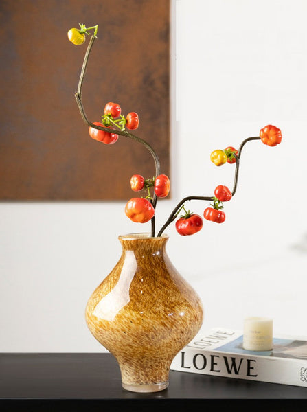 Modern Glass Bud Vases, Centerpiece Vases on Table, Handmade Liuli Vases, Color Glaze Vase, Contemporary Vases for Modern Home Decor-Grace Painting Crafts