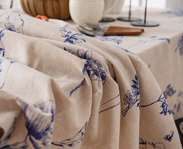 Dining Room Flower Table Cloths, Large Rectangular Table Covers for Kitchen, Farmhouse Table Cloth, Wedding Tablecloth, Square Tablecloth for Oval Table-Grace Painting Crafts