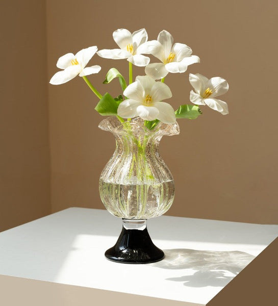 Mid Century Vases for Flowers, Contemporary Glass Vases, Handmade Modern Vases for Living Room, Unique Decorative Glass Vase, Centerpiece Vases on Table-Grace Painting Crafts