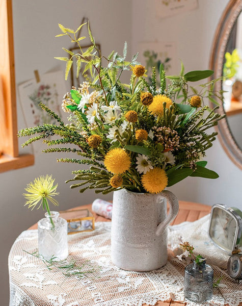 Beautiful Modern Artificial Flowers for Dining Room Table, Dandelion, Wheat Branch, Eucalyptus Globulus, Unique Flower Arrangement for Home Decoration-Grace Painting Crafts