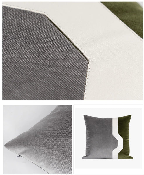 Modern Sofa Throw Pillows, Large Decorative Throw Pillows for Couch, Grey Green Abstract Contemporary Throw Pillow for Living Room-Grace Painting Crafts