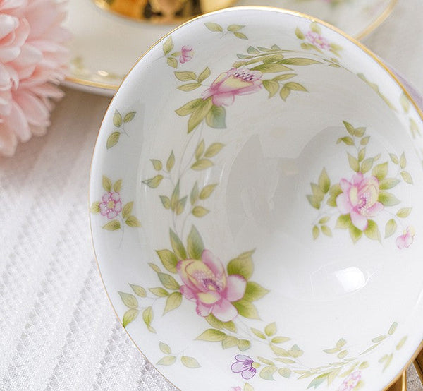 Elegant Ceramic Coffee Cups, Beautiful British Tea Cups, Unique Afternoon Tea Cups and Saucers in Gift Box, Royal Bone China Porcelain Tea Cup Set-Grace Painting Crafts