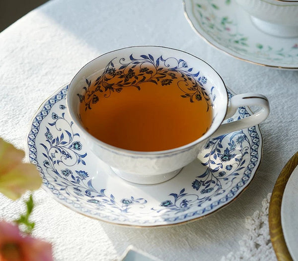 Traditional Tea Cup Set, Porcelain Tea Cups, Floral Tea Cup Set, Classic British Tea Cups, Elegant Tea Cup With Saucer, Ceramic Tea Cup with Saucer, Tea Cup Set, Vintage Tea Cup Set, Modern Ceramic Cups-Grace Painting Crafts