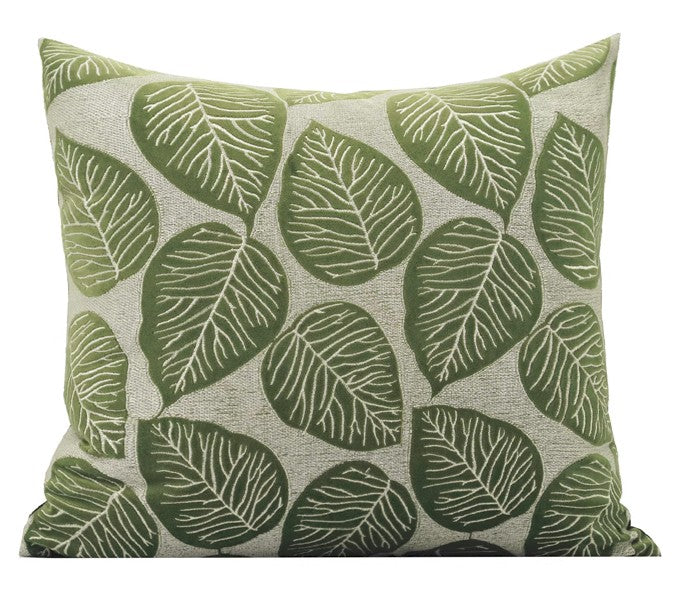 Contemporary Modern Sofa Pillows, Green Leaves Square Modern Throw Pillows for Couch, Simple Decorative Throw Pillows, Large Throw Pillow for Interior Design-Grace Painting Crafts