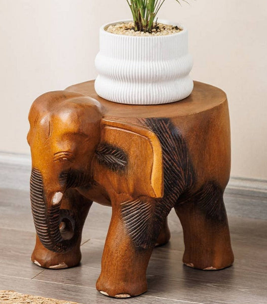 Handmade Solid Wood low Stool, Elephant Wooden Stool, Elephant Sofa Stool, Dining Table Stool, Creative Shoe-changing Stool-Grace Painting Crafts