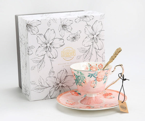 Ceramic Tea Cup Set, Luxury Tea Cup with Saucer, Elegant Coffee Cup, Porcelain Tea cups, British Tea Cup Set, Afternoon Tea Cup with Saucer Set-Grace Painting Crafts