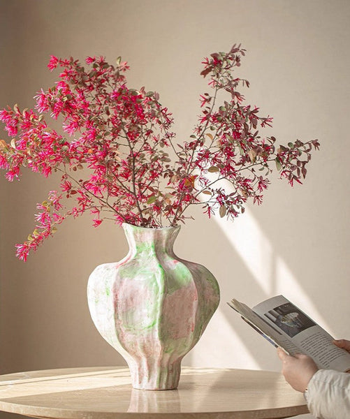 Handmade Modern Flower Vase, Centerpiece Ceramic Bouquet Vases, Large Contemporary Vases on Dining Table, Porcelain Vases for Modern Home Decor-Grace Painting Crafts