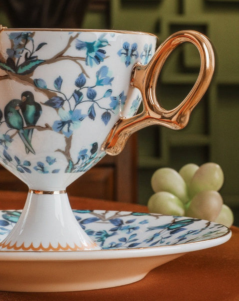 Ceramic Tea Cups and Saucers in Gift Box, British Tea Cup set, Elegant Ceramic Coffee Cups, Creative Porcelain Tea Cup Set and Saucer-Grace Painting Crafts