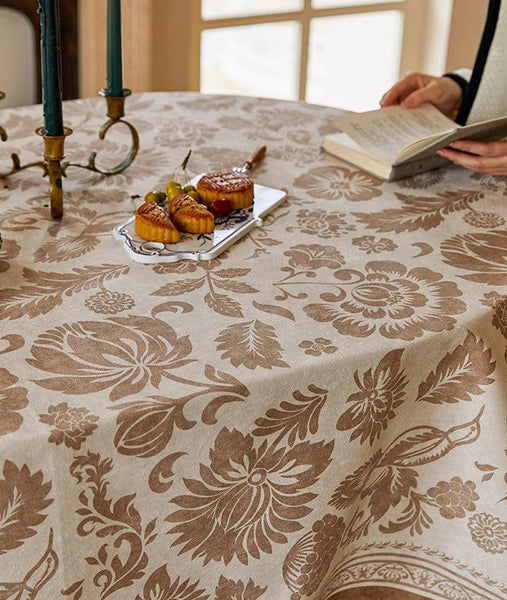 Large Modern Rectangle Tablecloth for Dining Table, Flower Pattern Table Covers for Round Table, Farmhouse Table Cloth for Oval Table, Square Tablecloth for Kitchen-Grace Painting Crafts