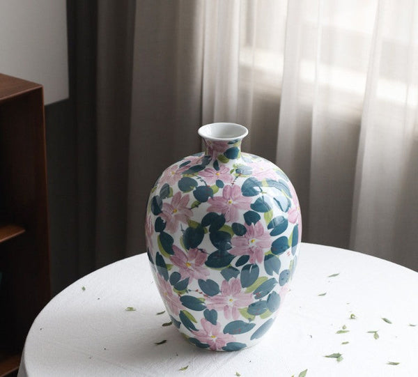 Centerpiece Ceramic Bouquet Vases, Contemporary Vases on Dining Table, Unique Handmade Modern Flower Vase, Large Porcelain Vases for Modern Home Decor-Grace Painting Crafts