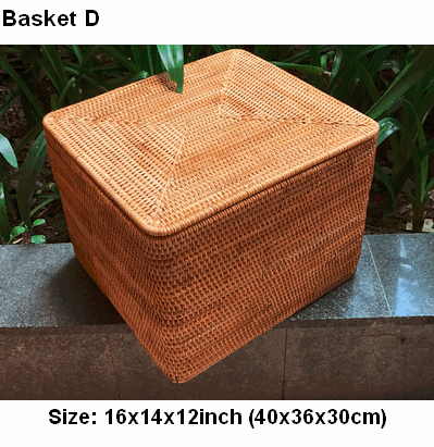 Large Woven Storage Baskets, Rectangular Storage Basket with Lid, Rattan Storage Baskets, Storage Baskets for Living Room, Storage Basket for Bedroom-Grace Painting Crafts