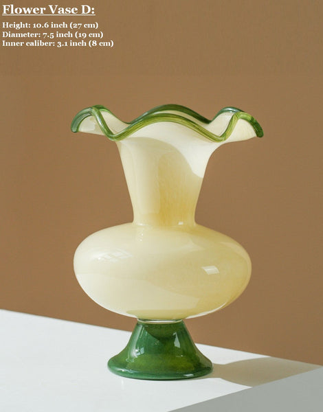 Unique Modern Glass Vase, Contemporary Vase for Modern Home Decor, Modern Glass Flower Vases, Handmade Liuli Vases, Centerpiece Vases on Table-Grace Painting Crafts