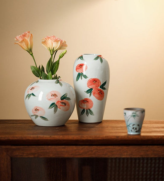 Handmade Water Holding Flower Vases, Modern Flower Vase Centerpiece on Table, Porcelain Flower Vases, Ceramic Bouquet Vases-Grace Painting Crafts