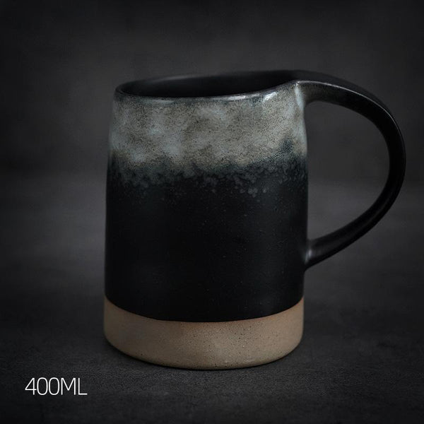 Black Pottery Coffee Cup, Ceramic Coffee Mug, Latte Coffee Cup, Handmade Coffee Cup, Large Tea Cup-Grace Painting Crafts