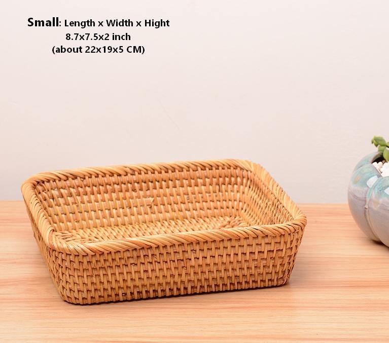 Rectangular Storage Baskets for Pantry, Small Rattan Kitchen Storage Basket, Storage Baskets for Shelves, Woven Storage Baksets-Grace Painting Crafts