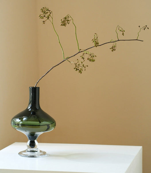 Modern Glass Vase for Flowers, Decorative Glass Vase, Mid Century Glass Vases, Handmade Modern Vases for Bedroom, Centerpiece Contemporary Vases on Table-Grace Painting Crafts