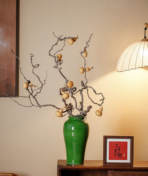 Vintage Flower Vases on Table, Handmade Water Holding Flower Vase, Centerpiece Ceramic Bud Vases, Green Porcelain Flower Vases-Grace Painting Crafts