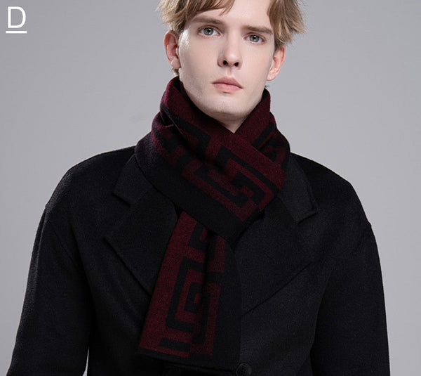 Gray Thick Wool Scarf, Black Business Formal Men Scarf Styles, Wool Scarf for Gentleman, Men's Winter Scarf, Casual Scarf Men, Men's Wool Scarf Winter, Red Fashion Scarf-Grace Painting Crafts