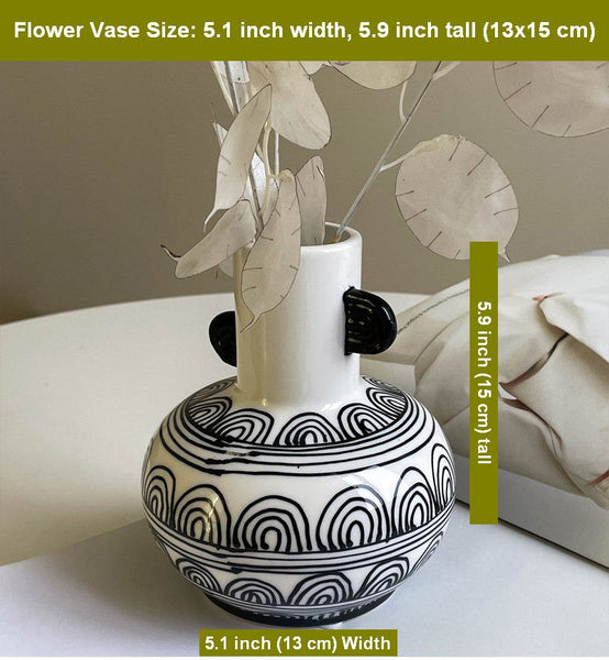 Geometric Porcelain Flower Vases, Handmade Water Holding Flower Vases, Ceramic Bud Vases, Small Flower Vases on Table-Grace Painting Crafts