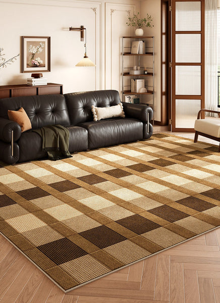 Contemporary Geometric Carpets, Mid Century Contemporary Modern Rugs, Brown Modern Rugs under Dining Room Table, Brown Modern Rugs for Living Room