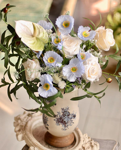 Large Bunch of Romantic Flowers, Table Centerpiece, Beautiful Spring Flower Arrangement for Home Decoration, Real Touch Artificial Floral for Living Room-Grace Painting Crafts