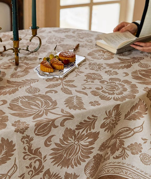 Flower Pattern Table Covers for Round Table, Large Modern Rectangle Tablecloth for Dining Table, Farmhouse Table Cloth for Oval Table, Square Tablecloth for Kitchen-Grace Painting Crafts
