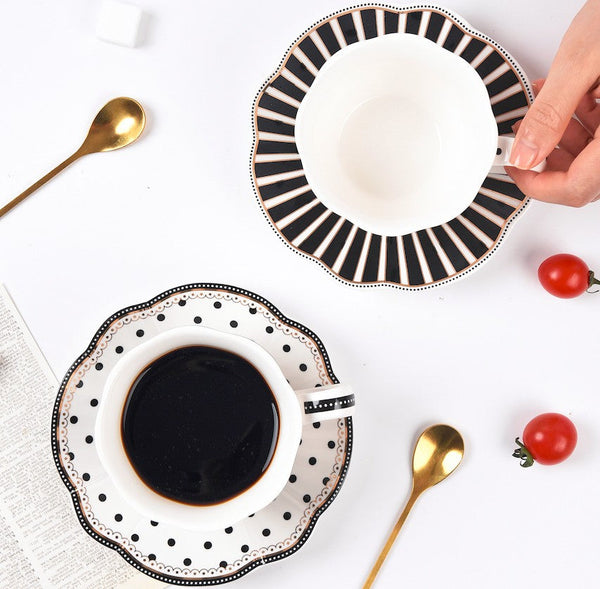 Creative Porcelain Tea Cup Saucer Set, Elegant Modern Ceramic Coffee Cups, Unique Porcelain Cup and Saucer, Afternoon British Tea Cups-Grace Painting Crafts