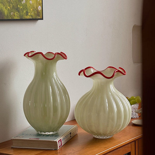 Unique Handmade Vase for Flowers, French Vintage Glass Flower Vases, Glass Bud Vases, Flower Vases on Table-Grace Painting Crafts