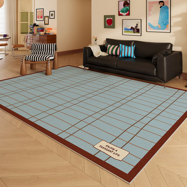 Modern Living Room Rug Ideas, Mid Century Contemporary Rugs, Geometric Modern Area Rugs, Blue Modern Rugs for Dining Room-Grace Painting Crafts