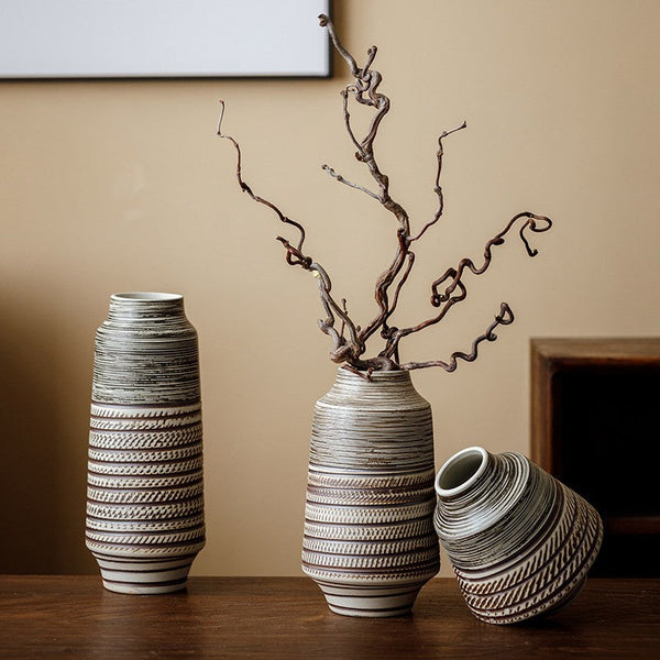 Modern Bouquet Flower Vases, Centerpiece on Dining Table, Handmade Pottery Flower Vases Urn, Water Holding Flower Vases, Large Flower Vase on Table-Grace Painting Crafts