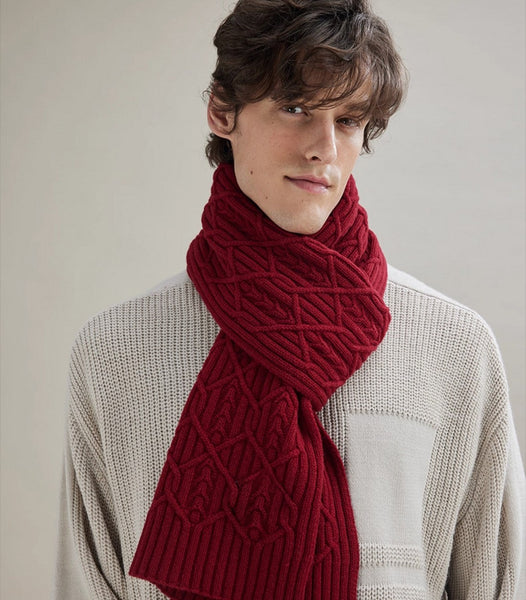 Business Wool Scarf for Gentleman, Casual Scarf Men, Men's Wool Scarf Winter, Thick Wool Scarf, Men's Winter Scarf, Formal Men Scarf Styles, Red Fashion Scarf-Grace Painting Crafts