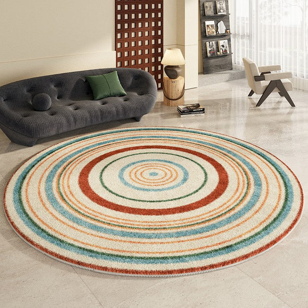 Abstract Contemporary Round Rugs, Geometric Modern Rugs for Bedroom, Thick Round Rugs for Dining Room, Modern Area Rugs under Coffee Table-Grace Painting Crafts