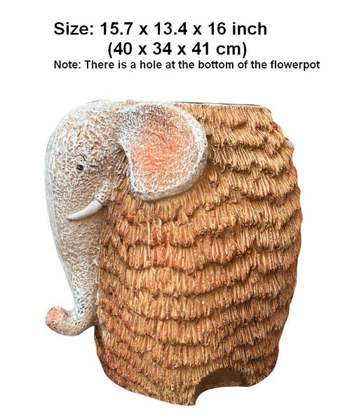 Large Elephant Flowerpot, Modern Animal Statue for Garden Ornaments, Animal Flower Pot, Resin Statue for Garden, Villa Outdoor Decor Gardening Ideas-Grace Painting Crafts