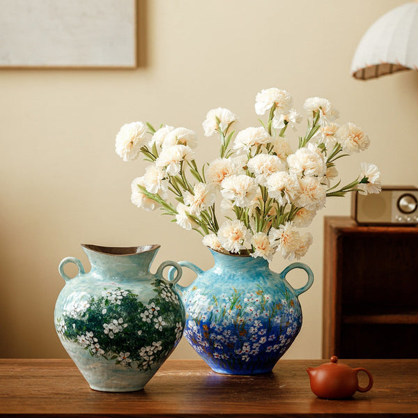 Centerpiece on Dining Table, Handmade Water Holding Flower Vases, Large Flower Vases on Table, Modern Pottery Flower Vases, Pottery Bud Vases-Grace Painting Crafts