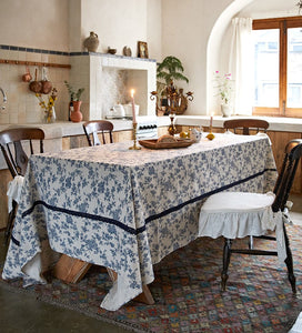 Extra Large Vintage Rectangle Tablecloth for Dining Room Table, Rustic Farmhouse Table Cover for Kitchen, French Flower Pattern Tablecloth for Round Table-Grace Painting Crafts