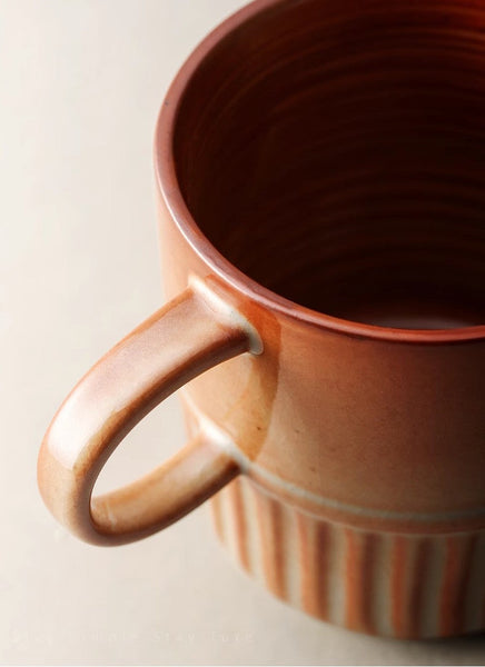 Elegant Porcelain Coffee Cups, Large Capacity Coffee Cup, Handmade Ceramic Coffee Mug, Large Pottery Coffee Cup, Large Tea Cup-Grace Painting Crafts