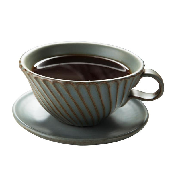 Gray Pottery Coffee Cups, Cappuccino Coffee Mug, Latte Coffee Cup, Breakfast Milk Cup, Ceramic Coffee Cup, Coffee Cup and Saucer Set-Grace Painting Crafts
