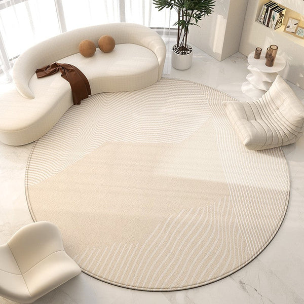 Geometric Round Rugs for Dining Room, Modern Area Rugs for Bedroom, Circular Modern Rugs under Chairs, Contemporary Modern Rug for Living Room-Grace Painting Crafts