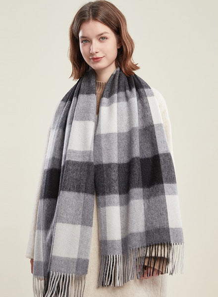 Soft Wool Scarf for women, Wool Scarf for Women, Plaid Winter Shawl, Christmas Holiday Gift, Evening Wrap, Large Winter Shawl, Elegant Shawl, Warm Cape, Winter Scarves-Grace Painting Crafts