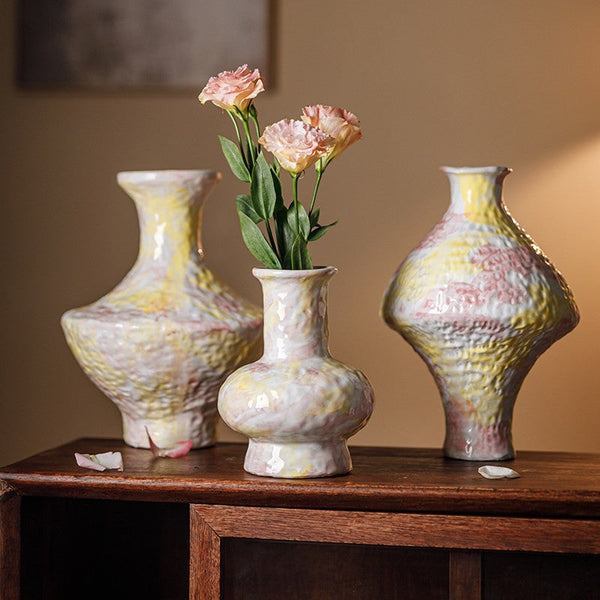 Handmade Water Holding Flower Vases, Modern Bouquet Flower Vases, Centerpiece on Dining Table, Large Flower Vase on Table, Pottery Flower Vases-Grace Painting Crafts