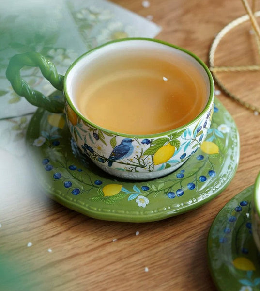 Porcelain Tea Cup and Saucer Set, Ceramic Coffee Cups in Gift Box, British Afternoon Tea Cups Tea Cup and Saucer Set-Grace Painting Crafts