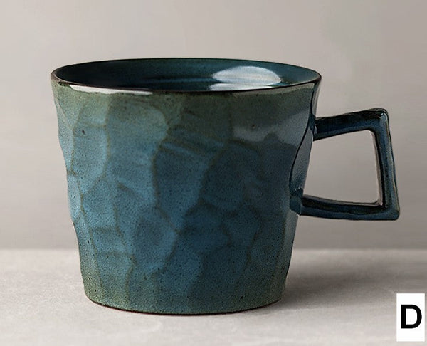Modern Handmade Pottery Coffee Cup, Creative Brown White Black Blue Ceramic Coffee Mugs, Large Unique Tea Cup, Large Capacity Coffee Cups-Grace Painting Crafts