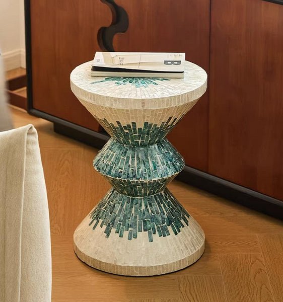 Modern Side Table, Shell Small Sofa Side Table, Contemporary Bedside Table, Bedside Small Side Table, Small End Table, Portable Casual Side Table, Creative Coffee Table, Contemporary Side Table-Grace Painting Crafts